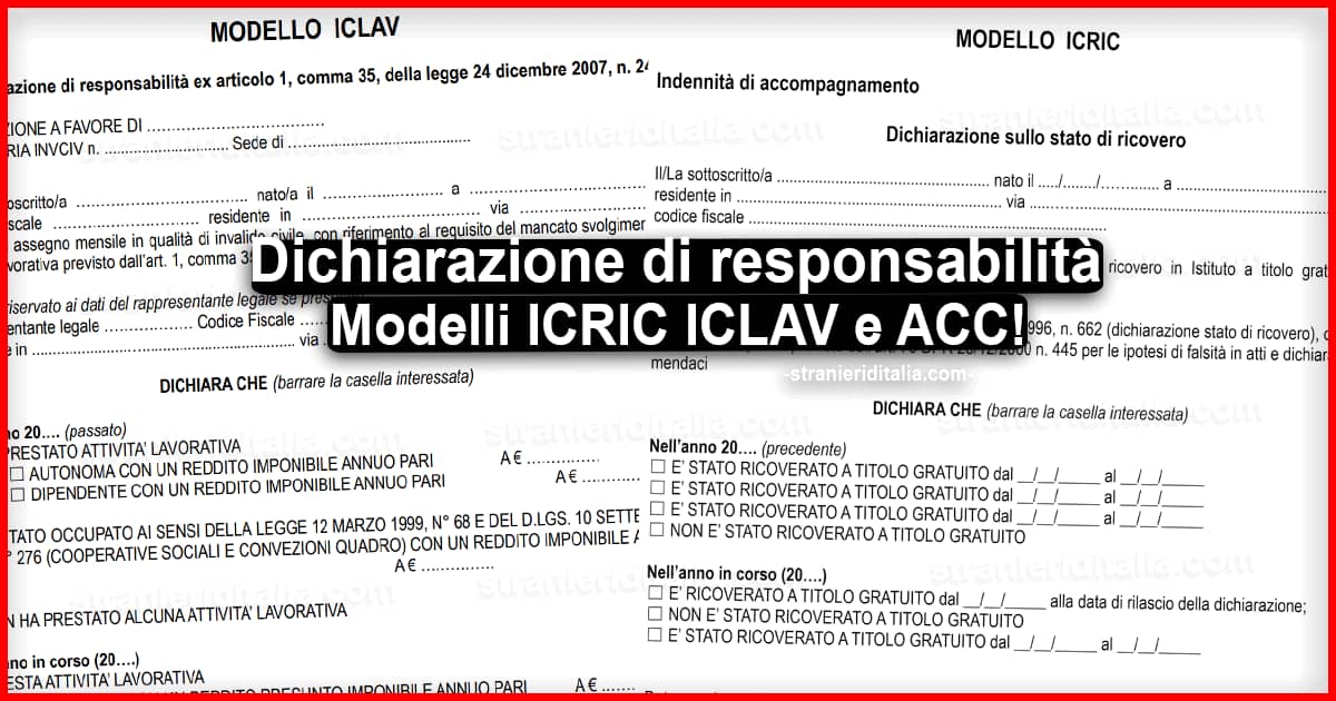 Dichiarazione di responsabilità INPS 2022 cos'è, Modelli ICRIC ICLAV e ACC