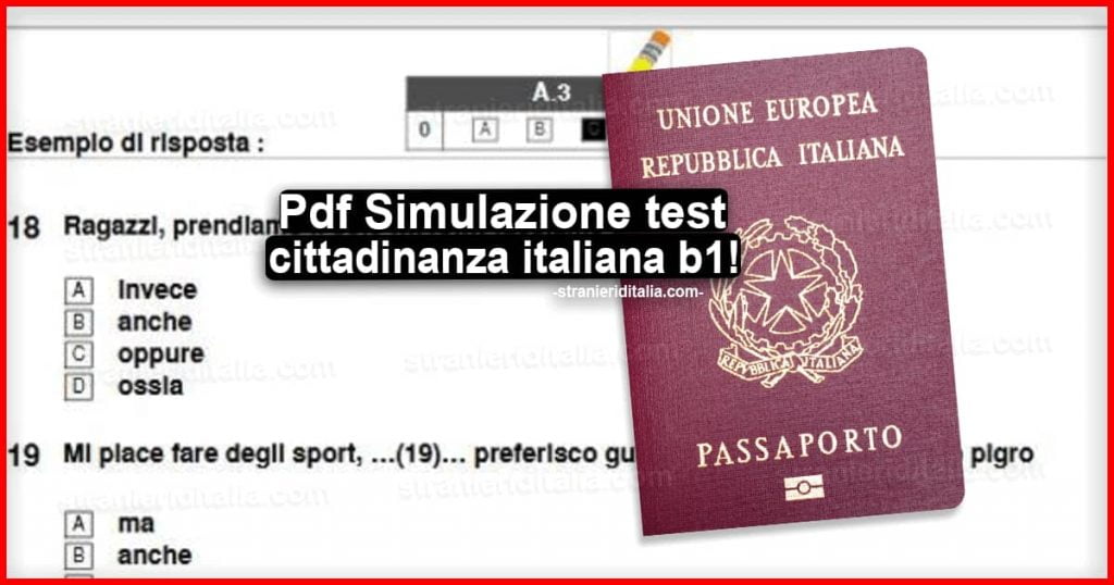 Simulazione test cittadinanza italiana b1 pdf (esempio esame b1